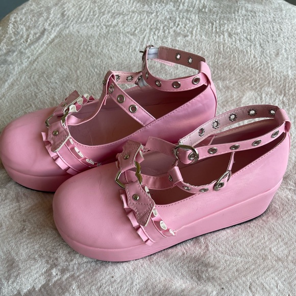 Pink Platform Wedges Size 9 - Picture 2 of 5